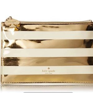 Kate Spade gold striped pencil pouch